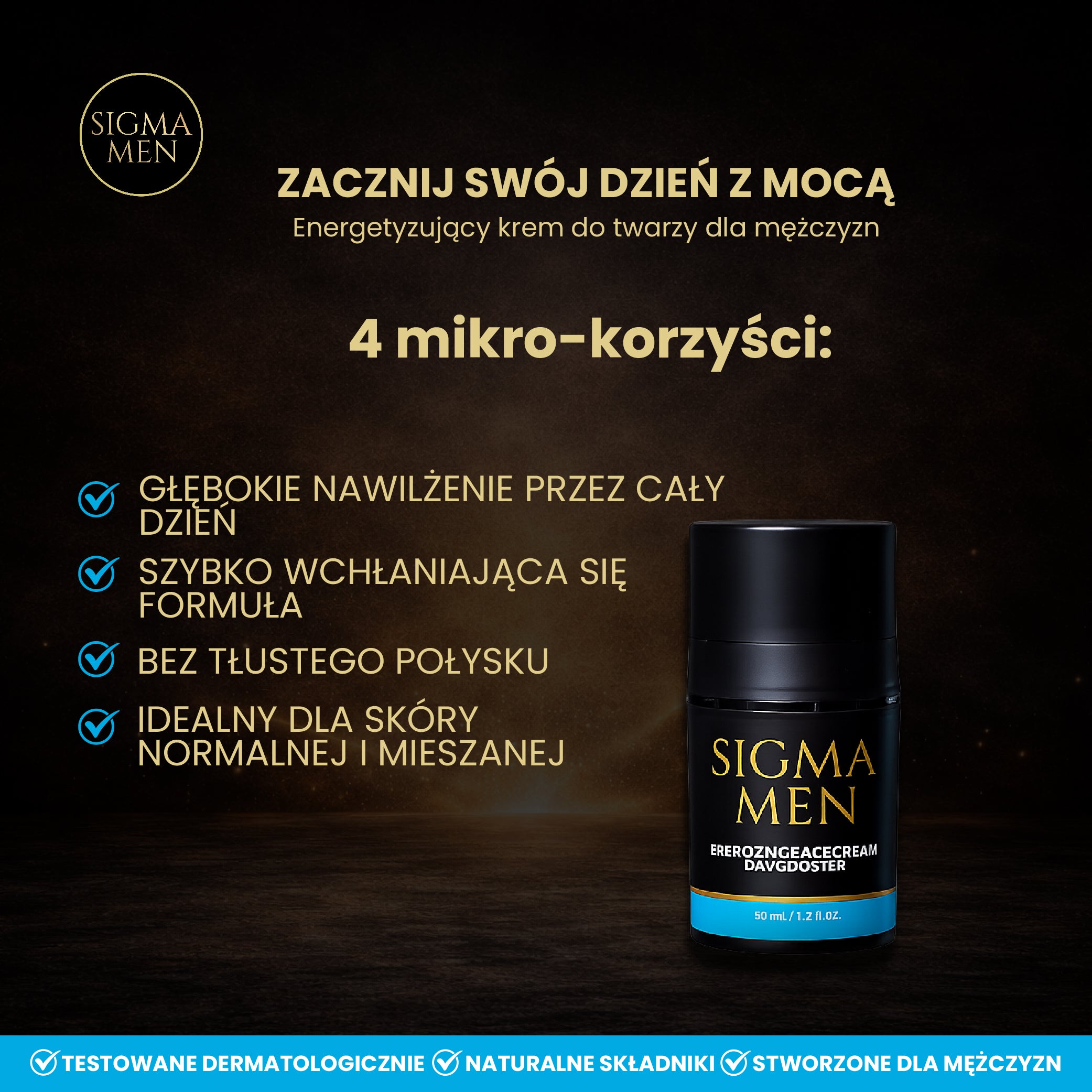 Krem na dzień dla mężczyzn energia i nawilżenie, 50ml Sigma Men