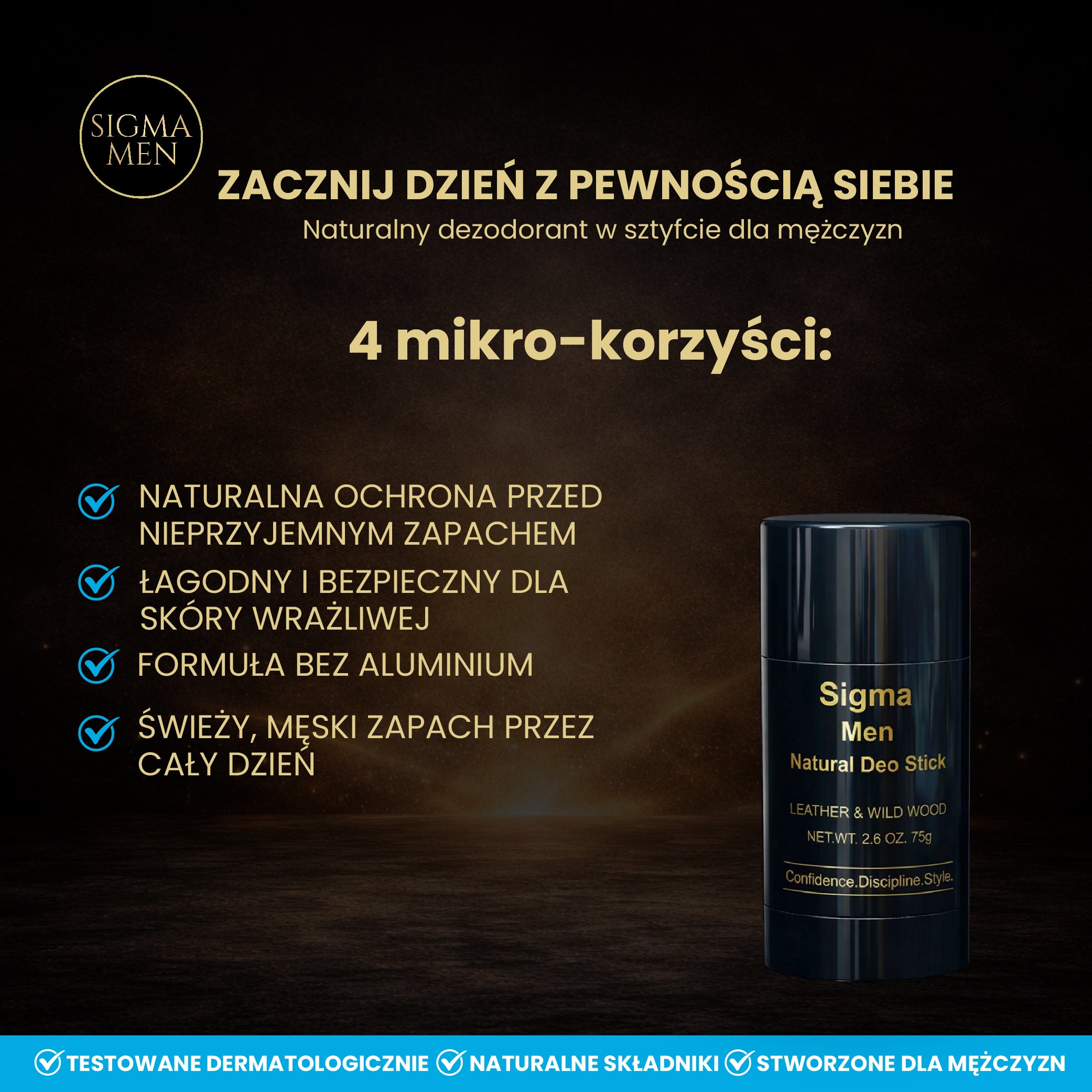 Naturalny Dezodorant w Sztyfcie dla Mężczyzn, Długotrwała Ochrona i Świeżość,75g- Sigma Men