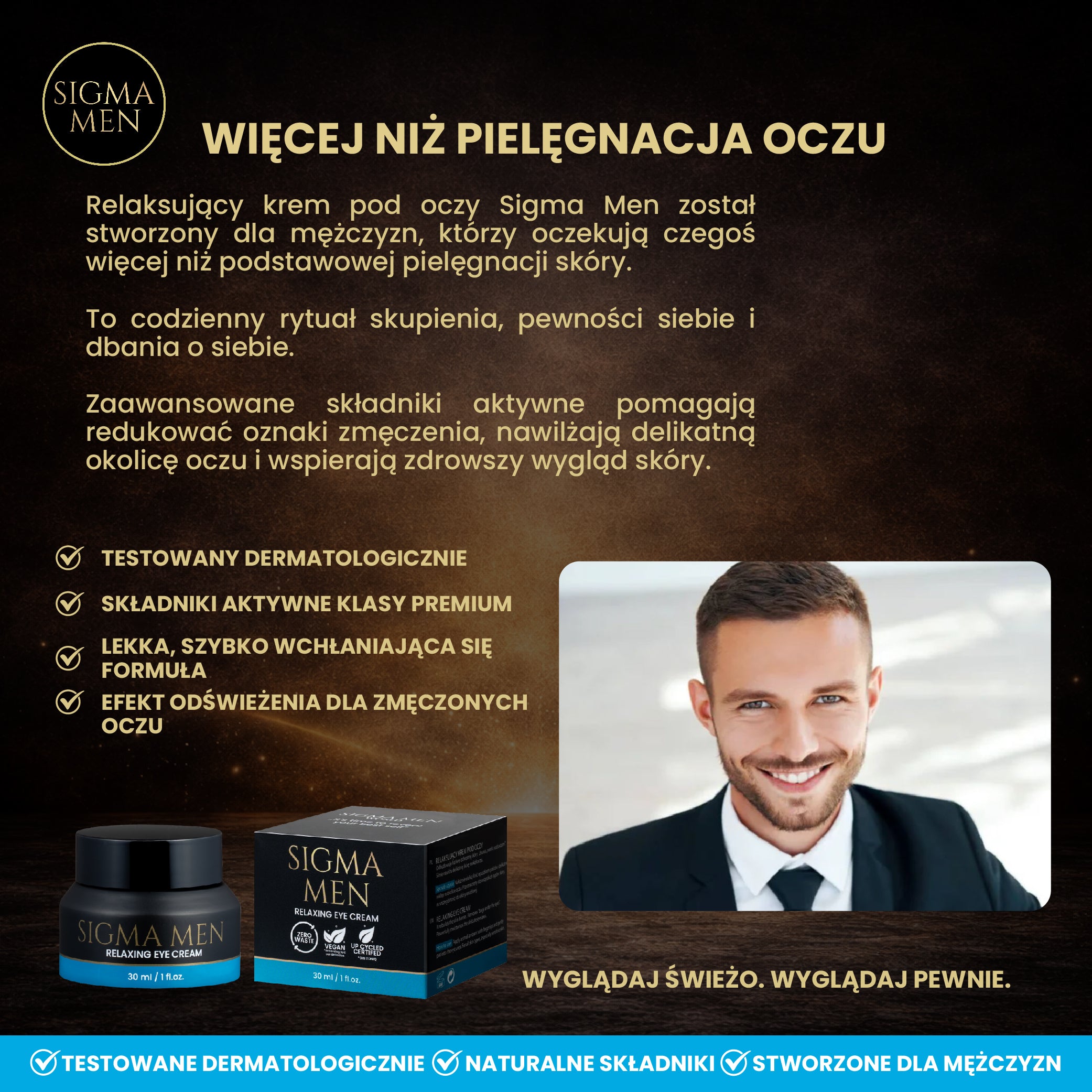 Krem pod oczy dla mężczyzn  redukcja zmarszczek i oznak zmęczenia, 30ml SIGMA MEN