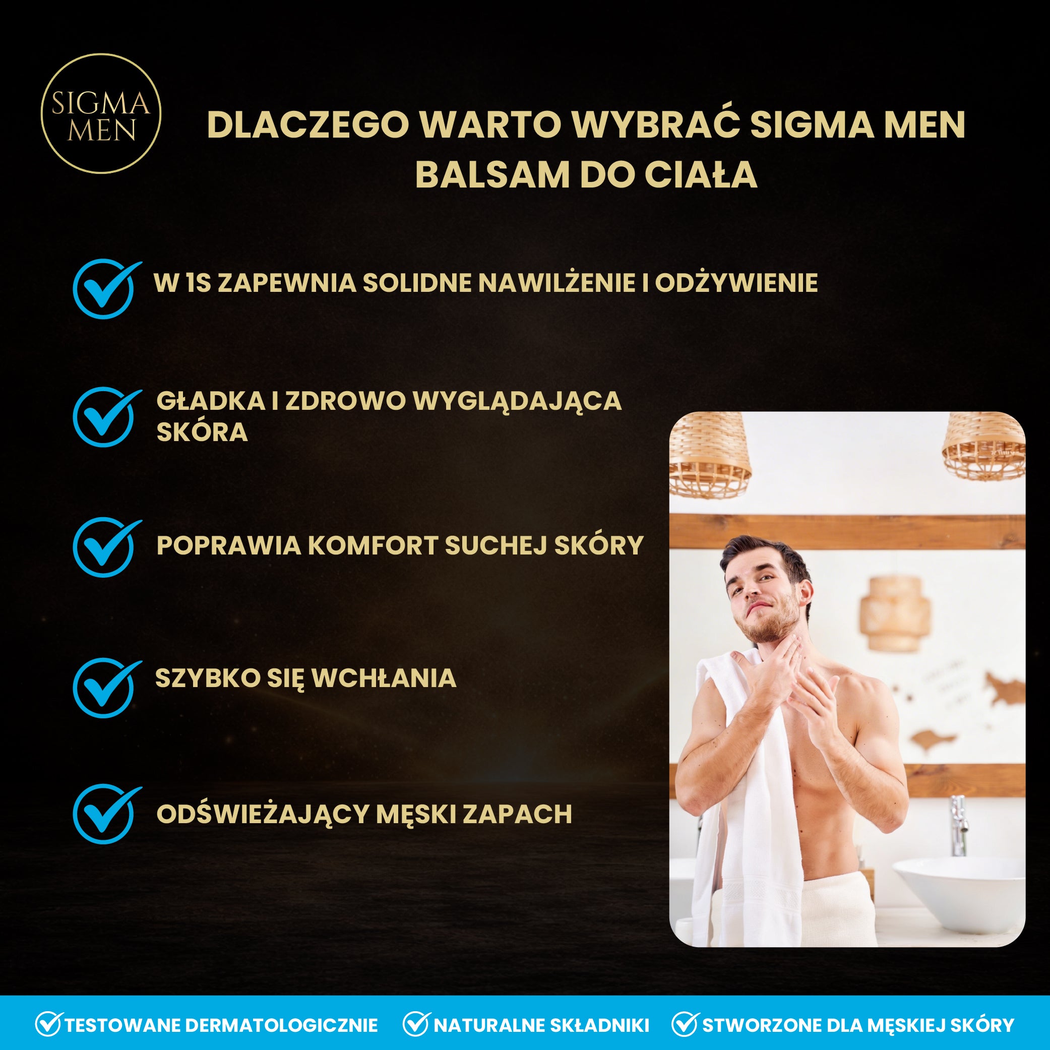 Pachnący balsam do ciała dla mężczyzn  szybkie nawilżenie i komfort, 100ml SIGMA MEN
