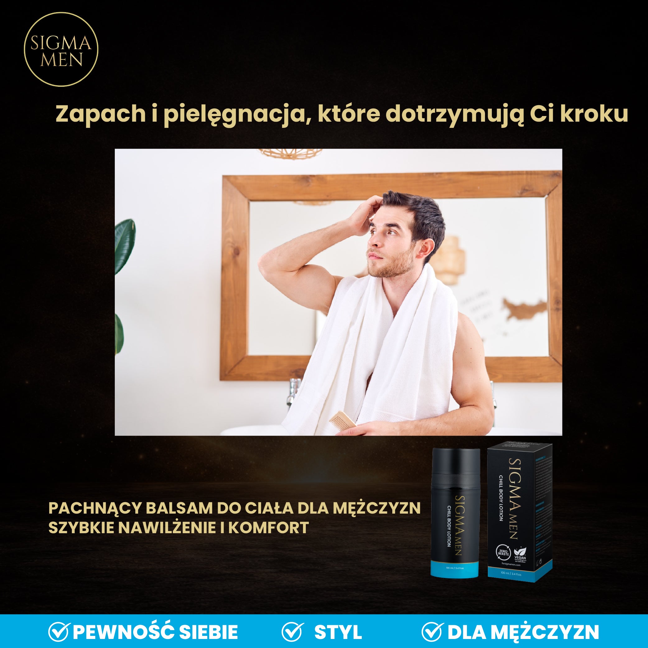 Pachnący balsam do ciała dla mężczyzn  szybkie nawilżenie i komfort, 100ml SIGMA MEN